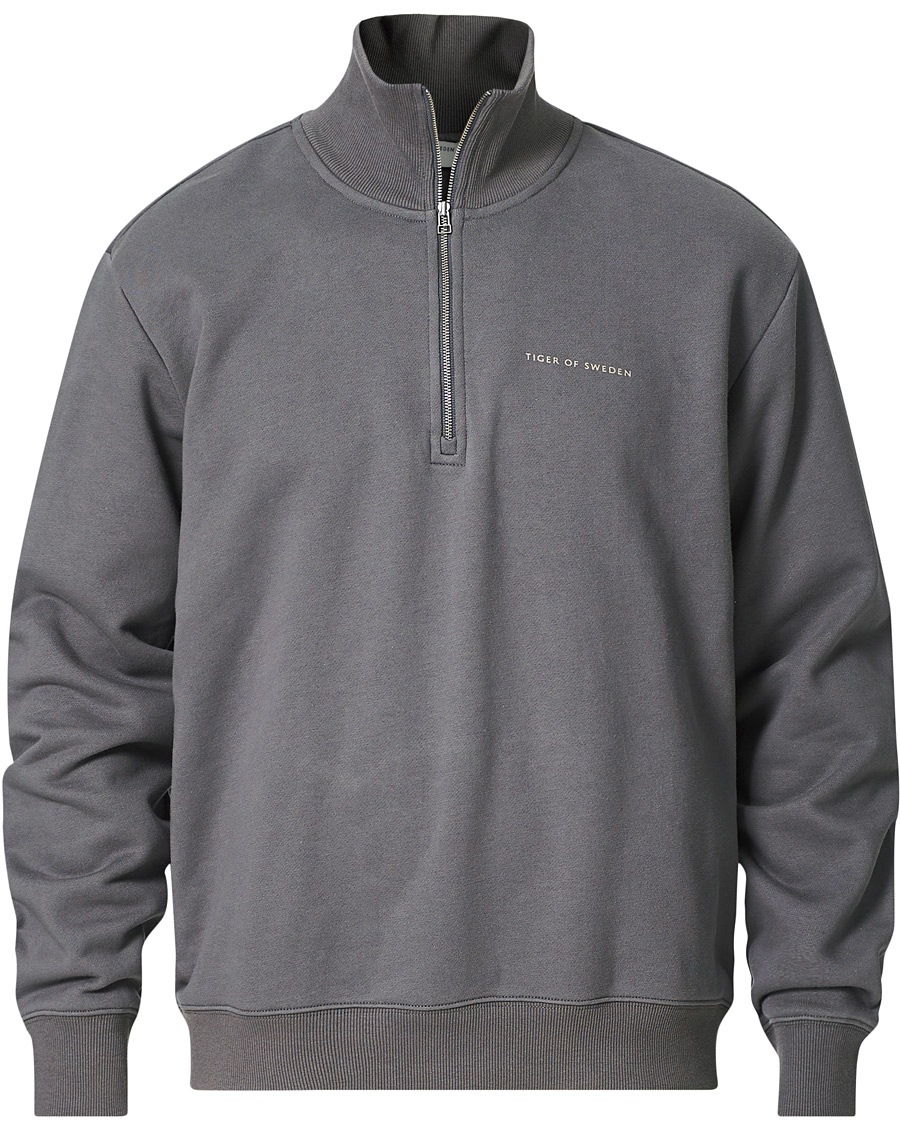Men | Sweaters & Knitwear | Tiger of Sweden | Marlon Half Zip Sweater Stone Grey