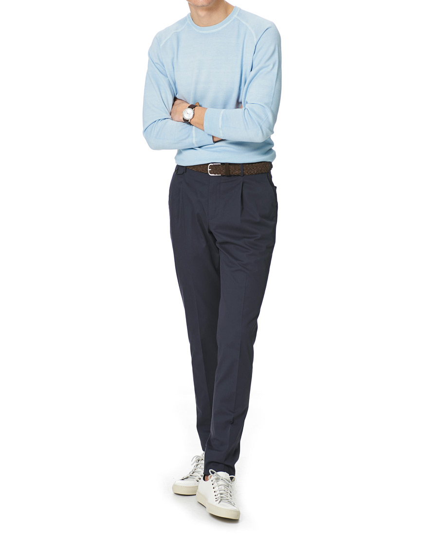 Men | Sweaters & Knitwear | Massimo Alba | Sport Cashmere/Cotton Crew Neck Ice Blue