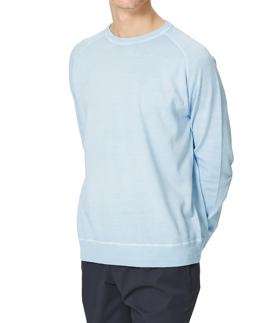 Men | Sweaters & Knitwear | Massimo Alba | Sport Cashmere/Cotton Crew Neck Ice Blue
