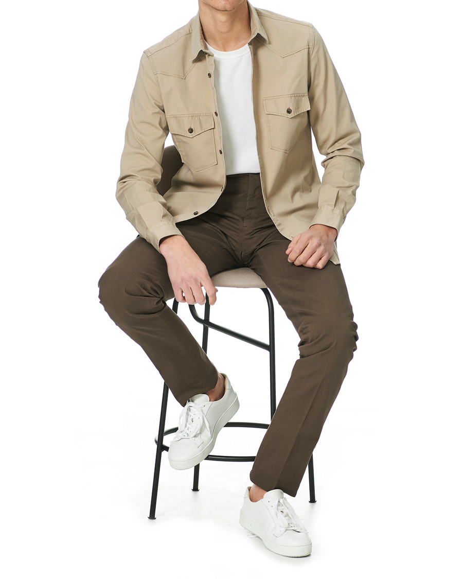 Men | Shirts | Mazzarelli | Texana Cotton Overshirt Beige