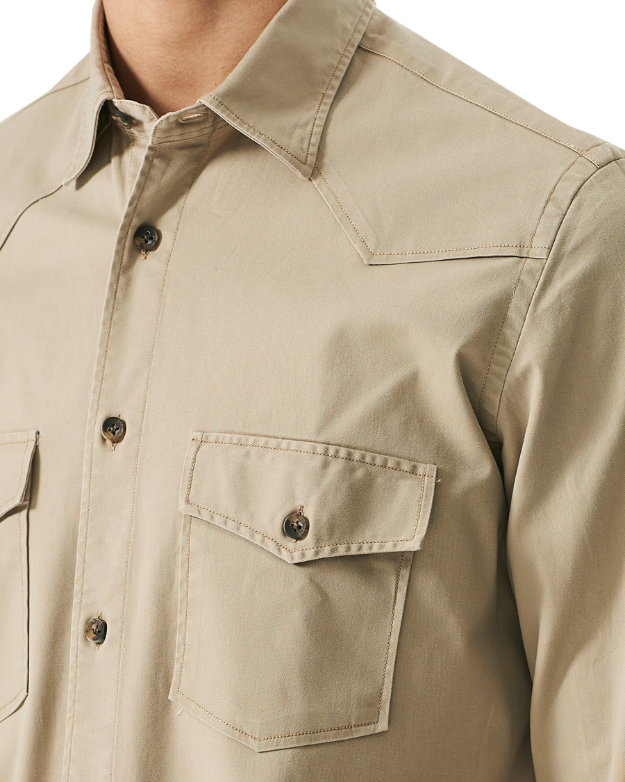 Men | Shirts | Mazzarelli | Texana Cotton Overshirt Beige