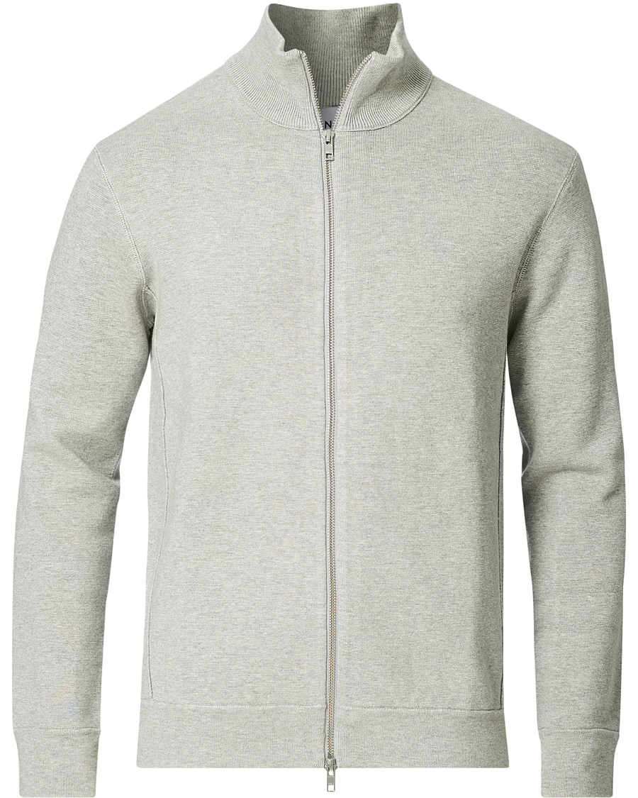 Men | Sweaters & Knitwear | NN07 | Luis Knitted Full-Zip Sweater Light Grey Melange