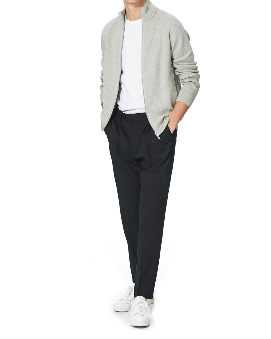 Men | Sweaters & Knitwear | NN07 | Luis Knitted Full-Zip Sweater Light Grey Melange