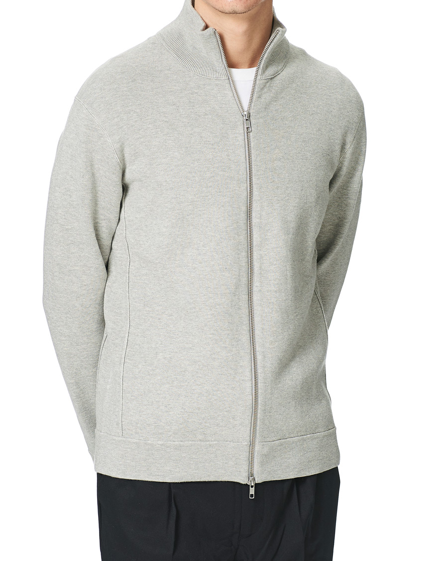 Men | Sweaters & Knitwear | NN07 | Luis Knitted Full-Zip Sweater Light Grey Melange