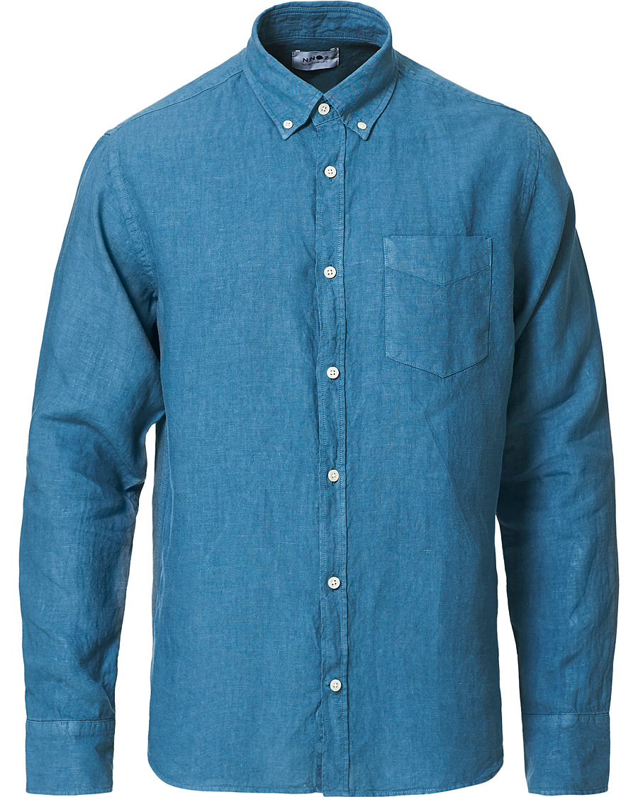 Men | Shirts | NN07 | Levon Linen Shirt Blue