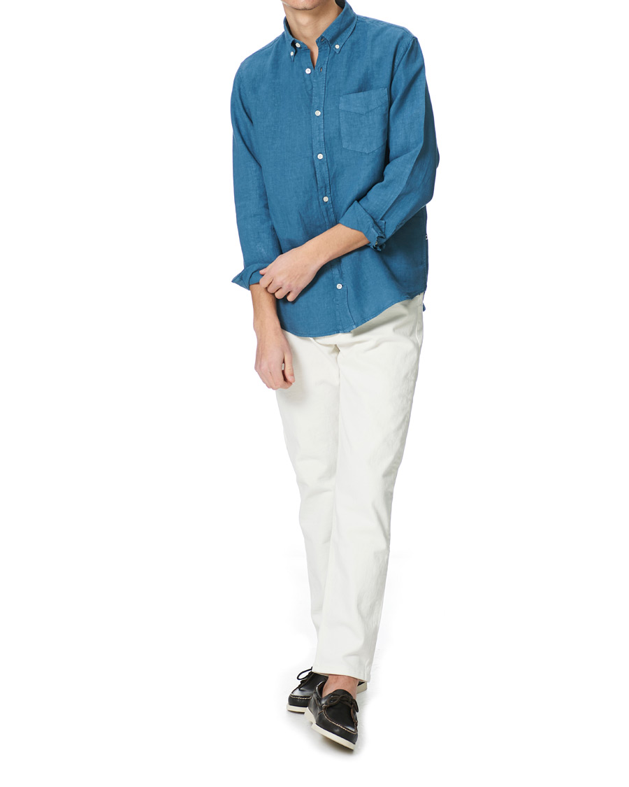 Men | Shirts | NN07 | Levon Linen Shirt Blue