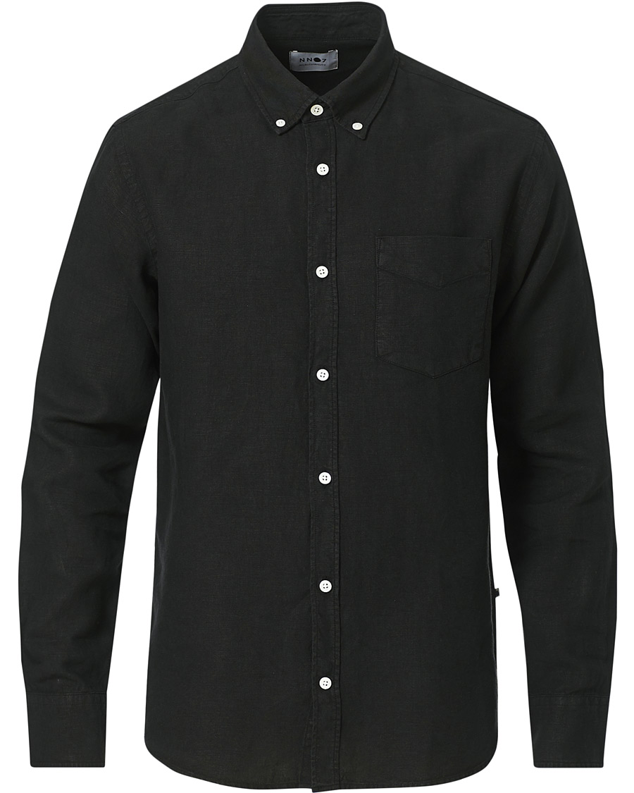 Men | Shirts | NN07 | Levon Linen Shirt Black