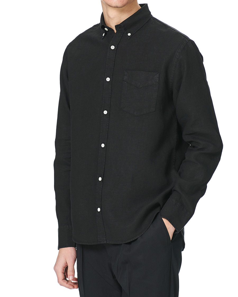 Men | Shirts | NN07 | Levon Linen Shirt Black