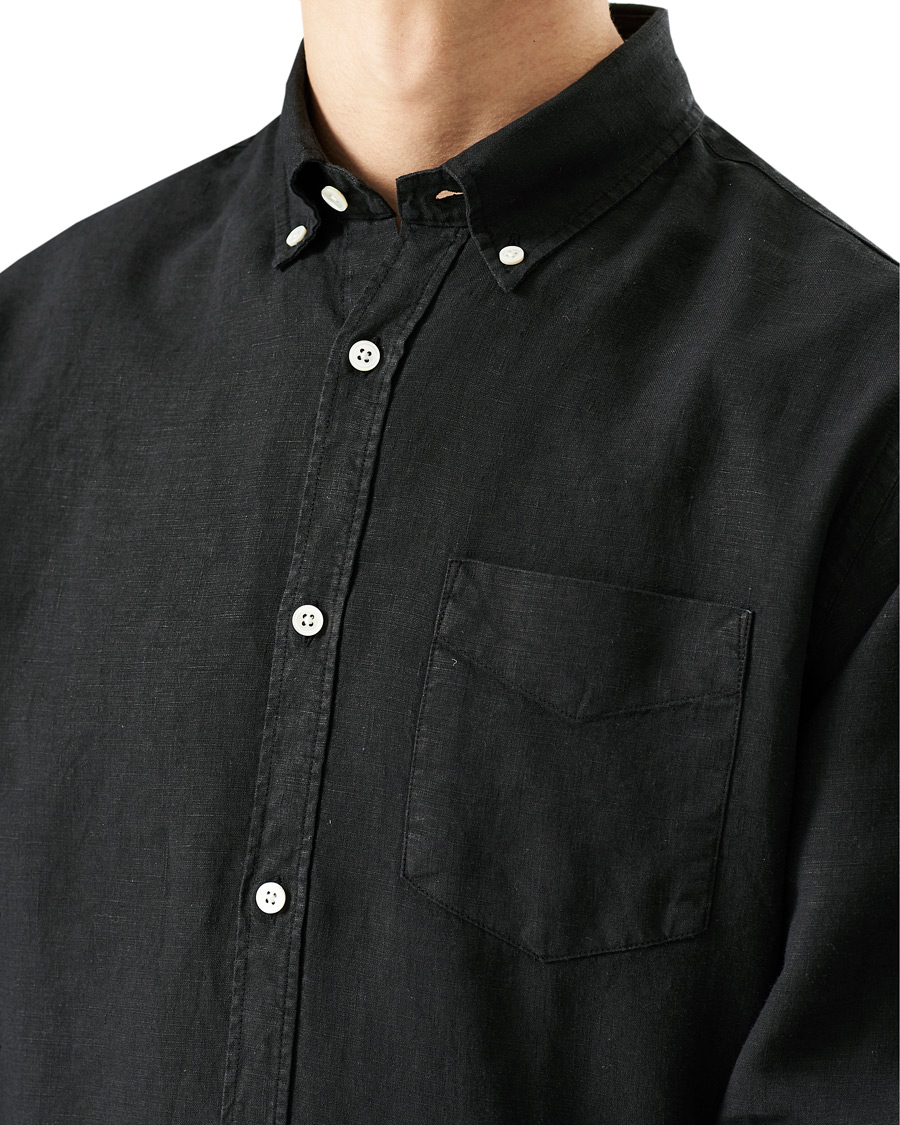 Men | Shirts | NN07 | Levon Linen Shirt Black