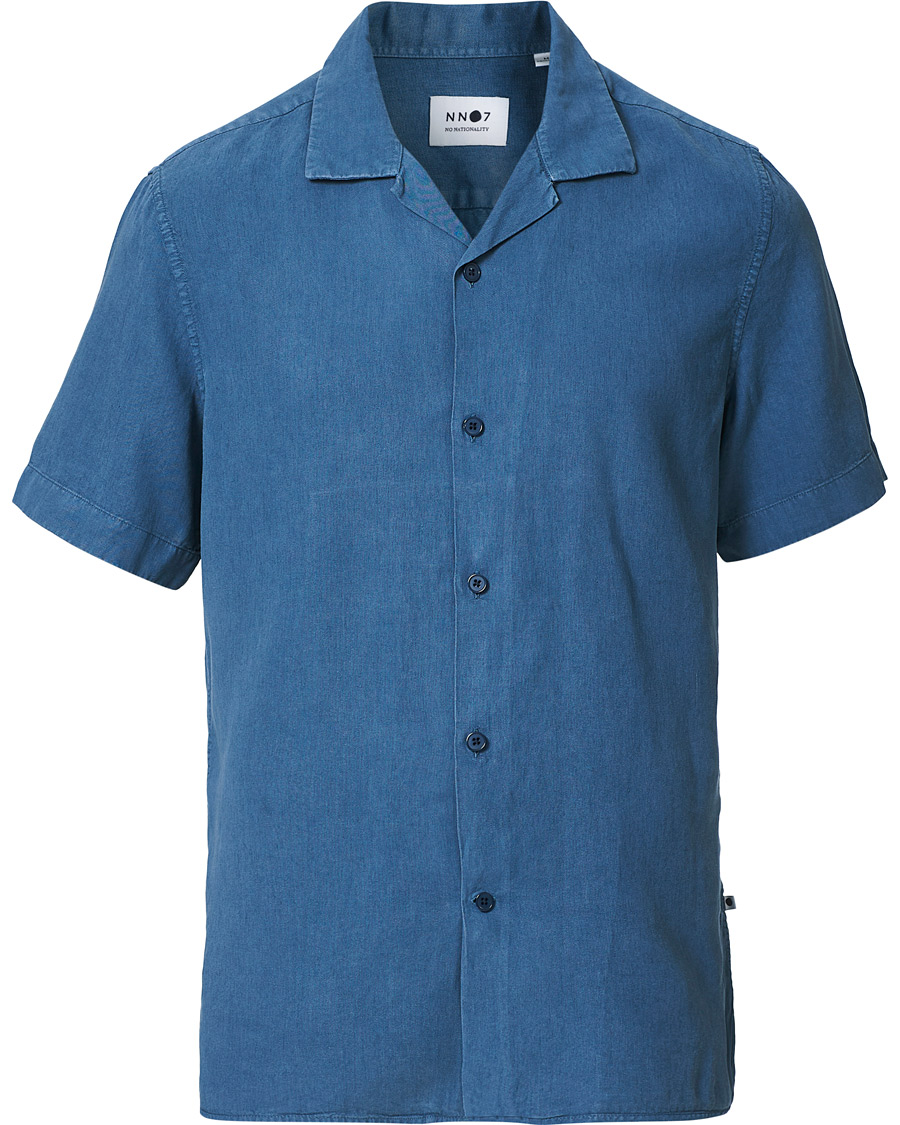 Men | Shirts | NN07 | Miyagi Resort Collar Short Sleeve Shirt Washed Blue
