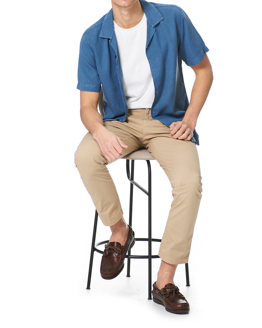 Men | Shirts | NN07 | Miyagi Resort Collar Short Sleeve Shirt Washed Blue