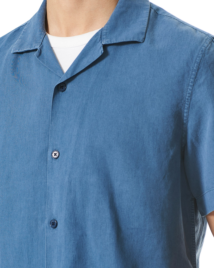 Men | Shirts | NN07 | Miyagi Resort Collar Short Sleeve Shirt Washed Blue