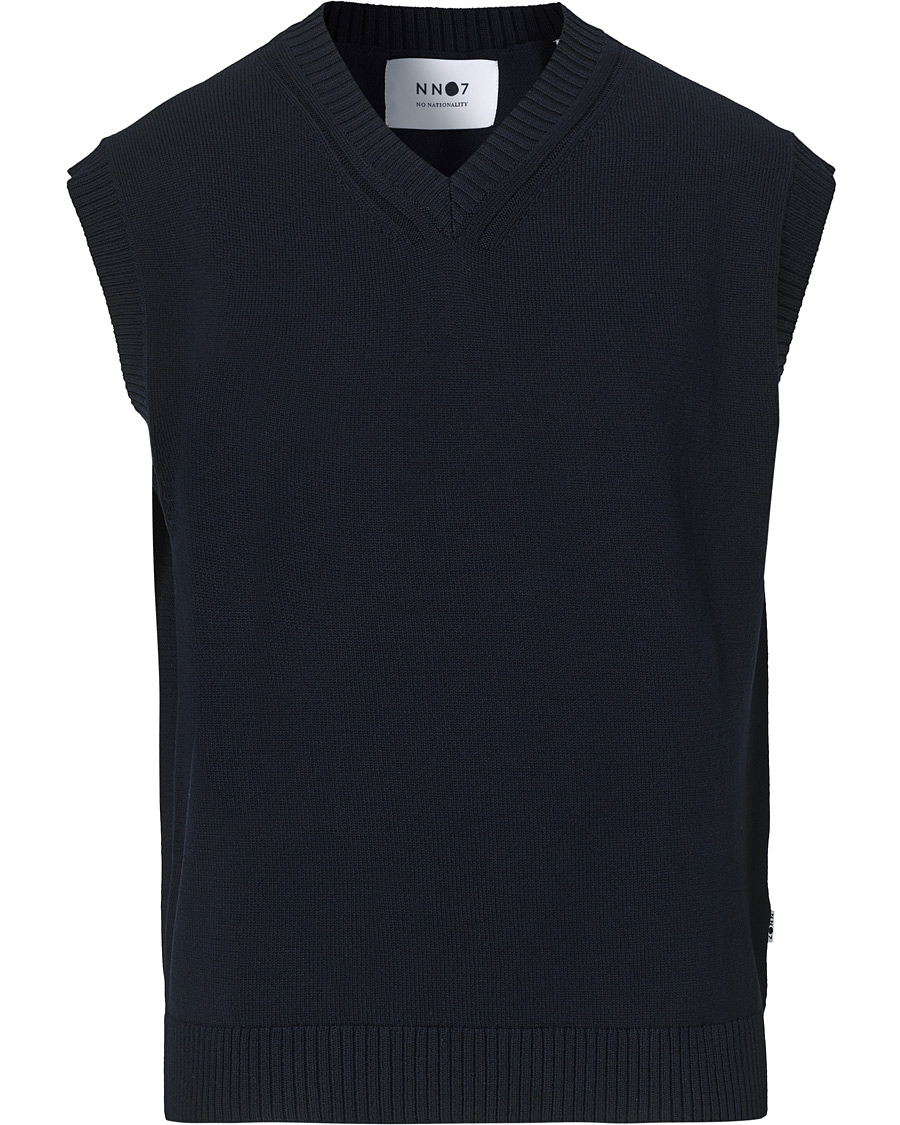 Men | Sweaters & Knitwear | NN07 | Cotton Knitted V-Neck Vest Navy