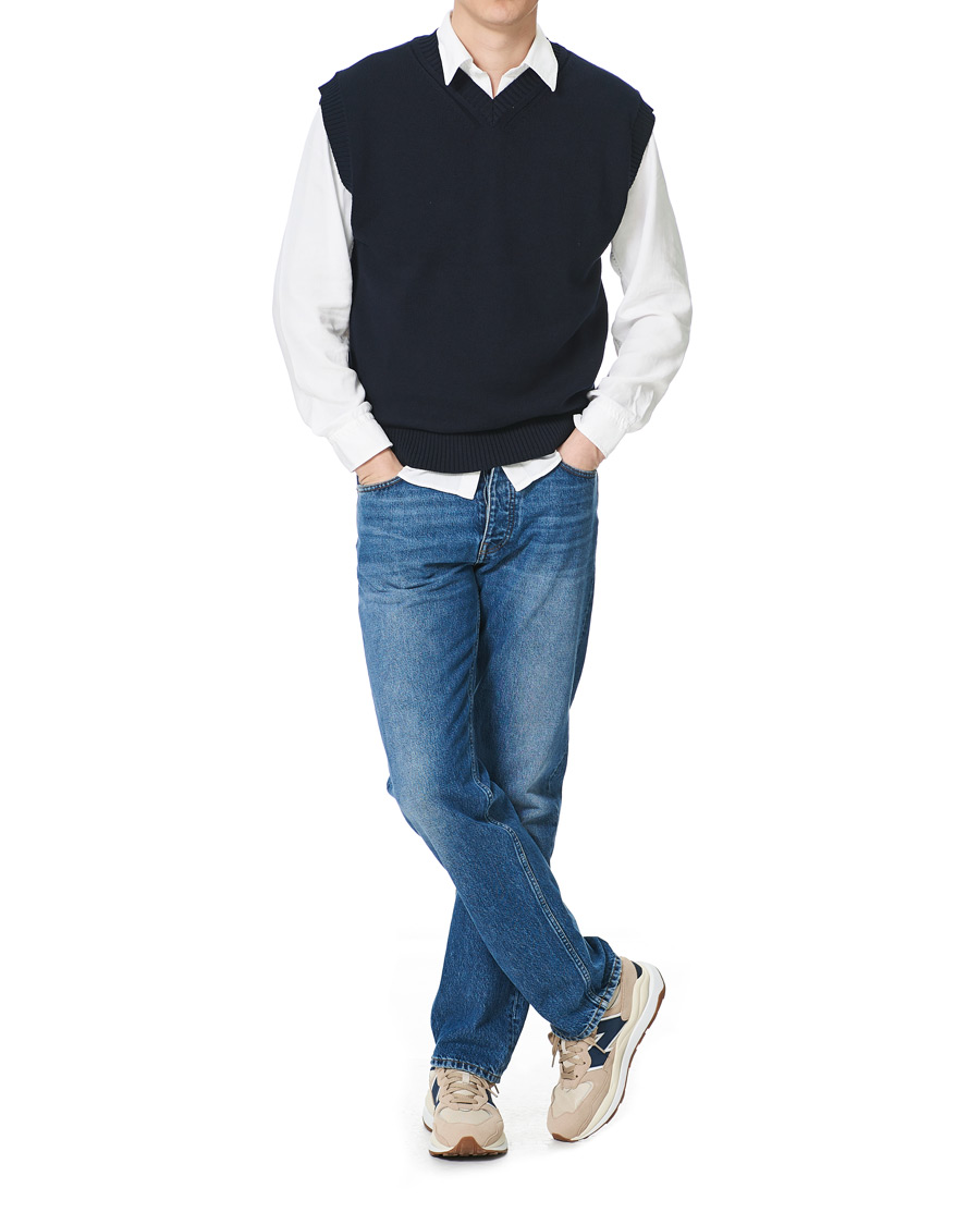 Men | Sweaters & Knitwear | NN07 | Cotton Knitted V-Neck Vest Navy