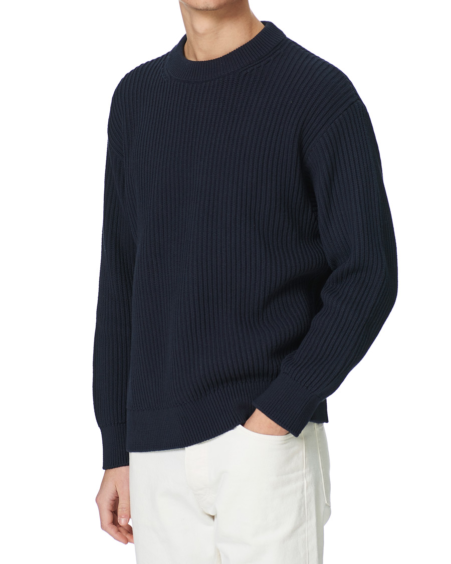 Men | Sweaters & Knitwear | Nudie Jeans | Frank Chunky Rib Sweater Navy