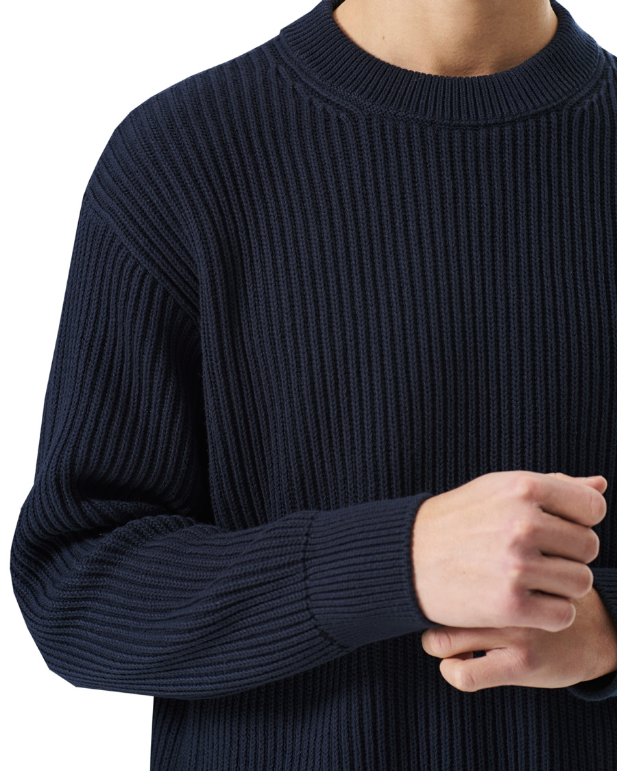 Men | Sweaters & Knitwear | Nudie Jeans | Frank Chunky Rib Sweater Navy