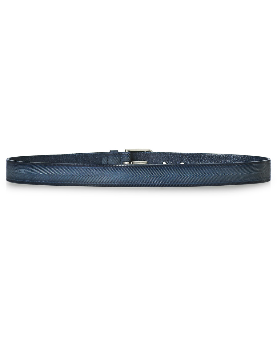 Men | Orciani Herringbone Leather Belt 3,5 cm Denim Blue | Orciani | Herringbone Leather Belt 3,5 cm Denim Blue