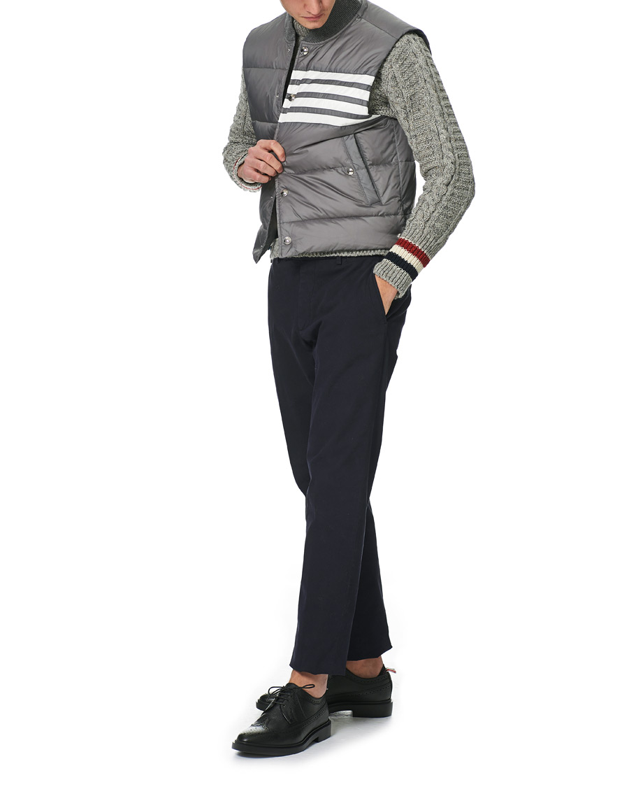 Men | Coats & Jackets | Thom Browne | 4 Bar Snap Front Down Vest Light Grey