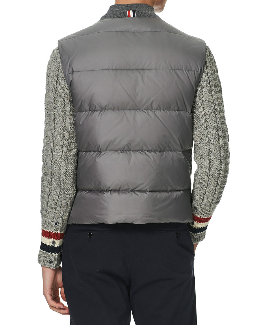 Men | Coats & Jackets | Thom Browne | 4 Bar Snap Front Down Vest Light Grey