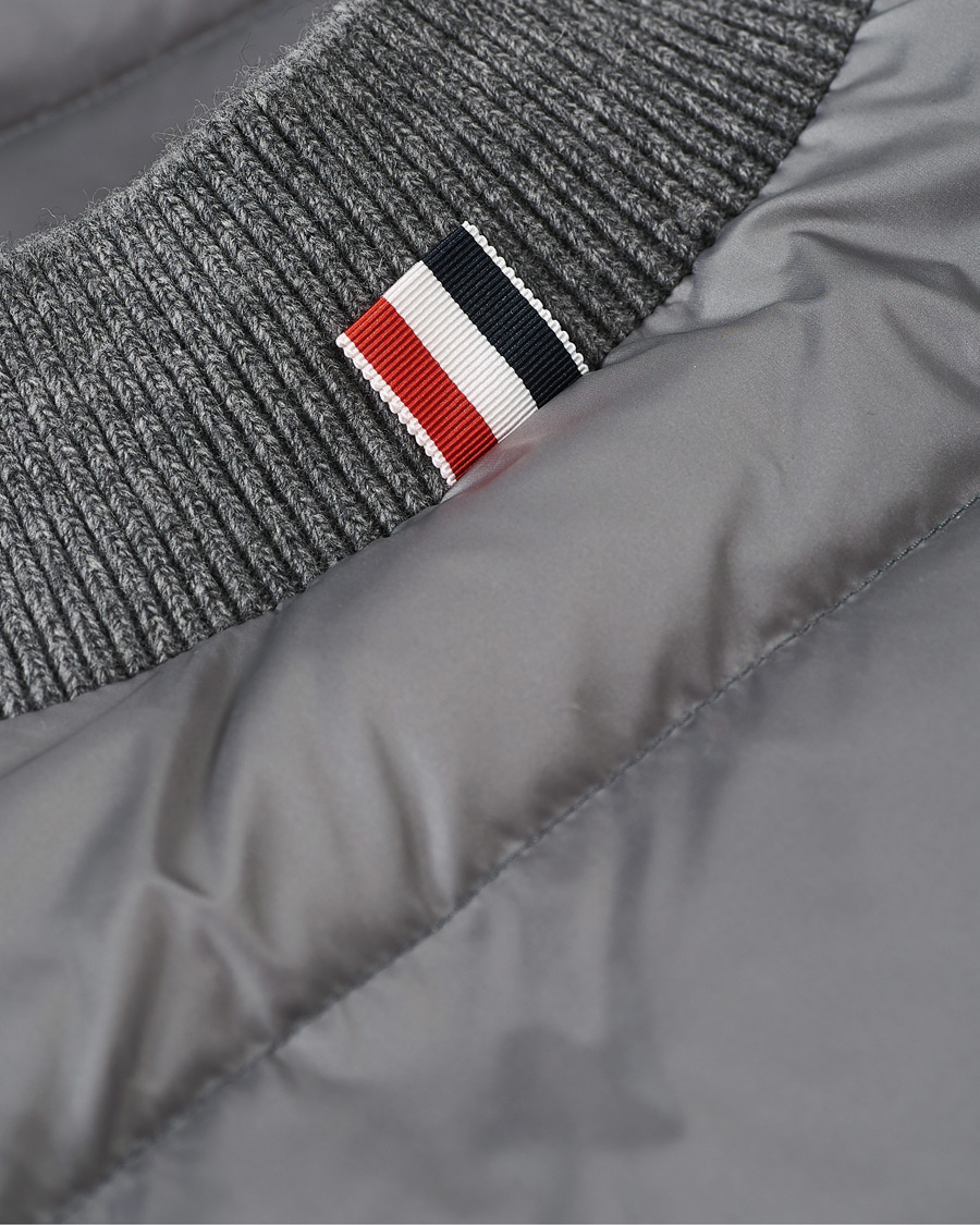 Men | Coats & Jackets | Thom Browne | 4 Bar Snap Front Down Vest Light Grey