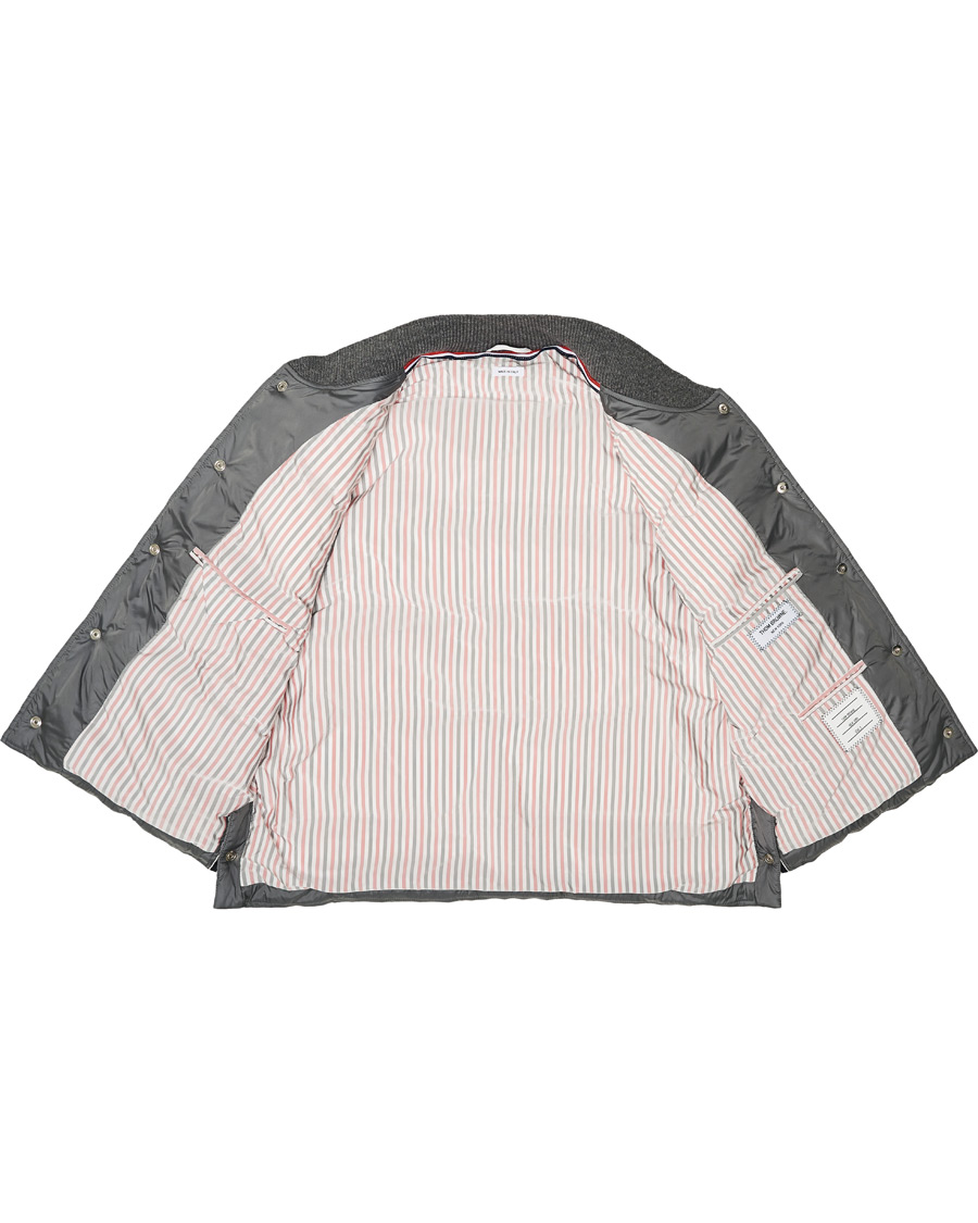 Men | Coats & Jackets | Thom Browne | 4 Bar Snap Front Down Vest Light Grey