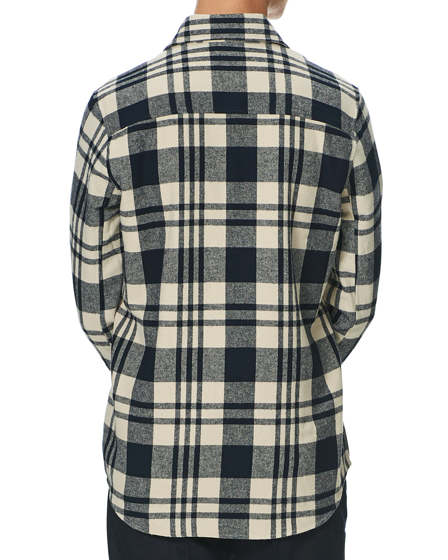 Men | Shirts | A Day's March | Cardiff Checked Flannel Shirt Off White/Navy