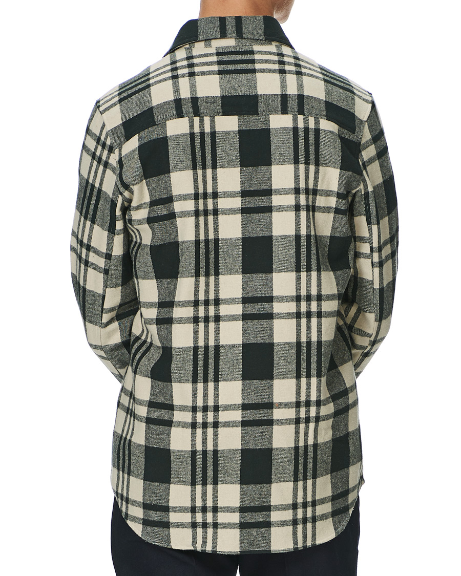 Men | Shirts | A Day's March | Cardiff Checked Flannel Shirt Off White/Seaweed