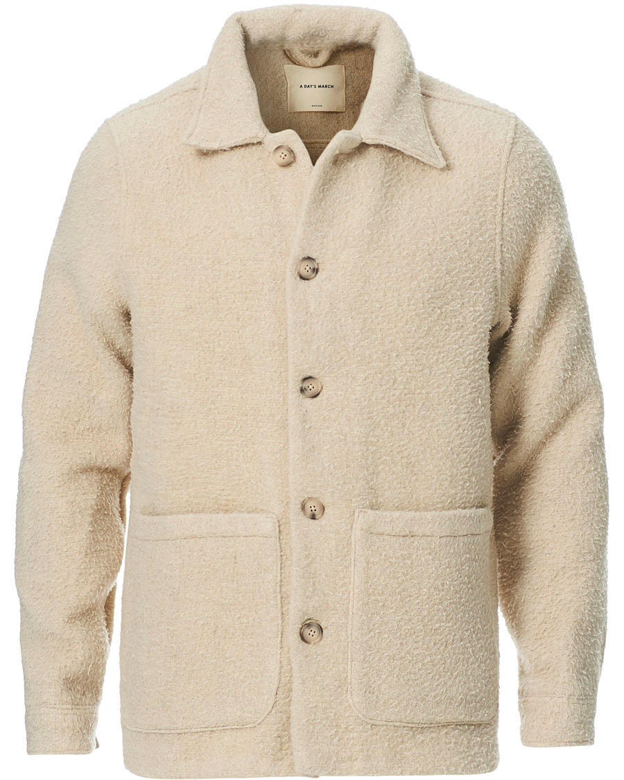 Men | Shirts | A Day's March | Rugged Wool Overshirt Ecru