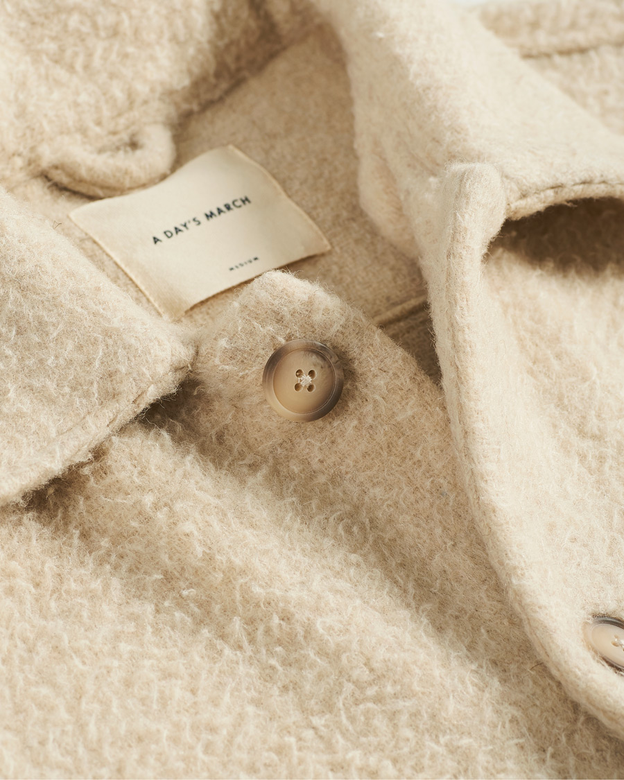 Men | Shirts | A Day's March | Rugged Wool Overshirt Ecru