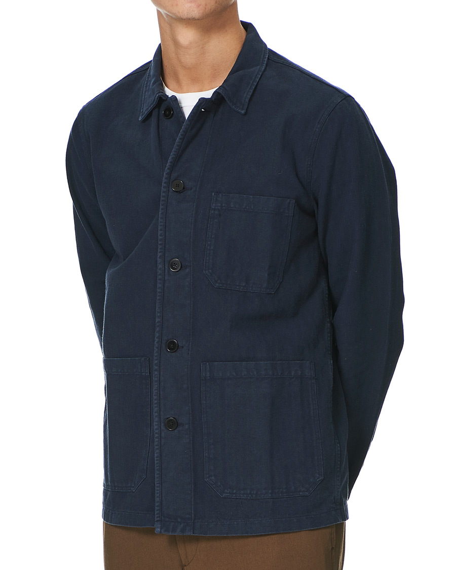 Men | Shirts | A Day's March | Original Herringbone Overshirt Navy