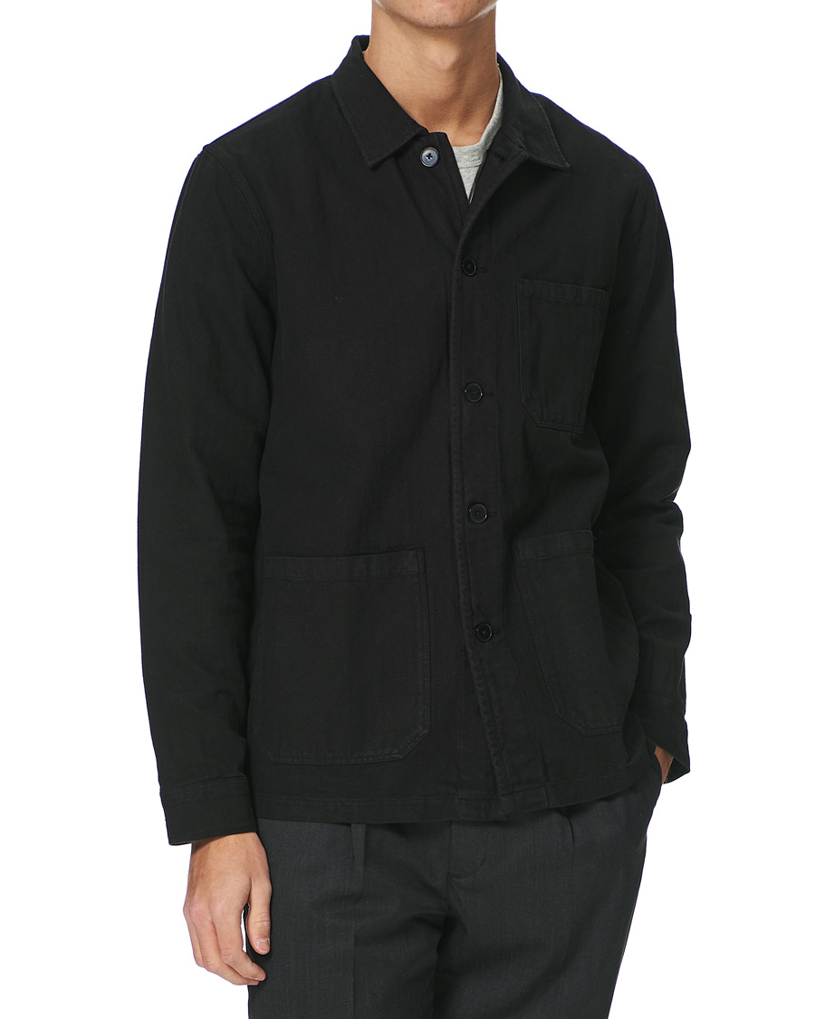 Men | Shirts | A Day's March | Original Herringbone Overshirt Black