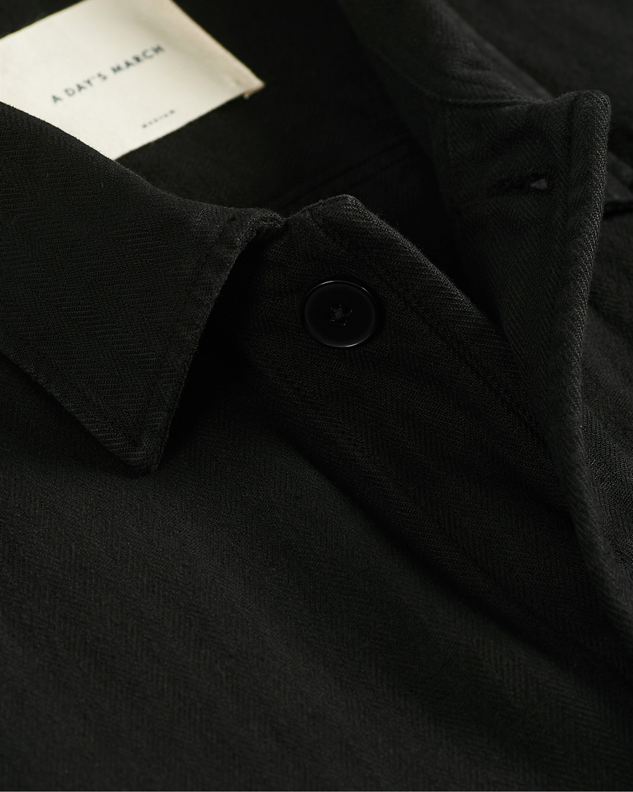 Men | Shirts | A Day's March | Original Herringbone Overshirt Black