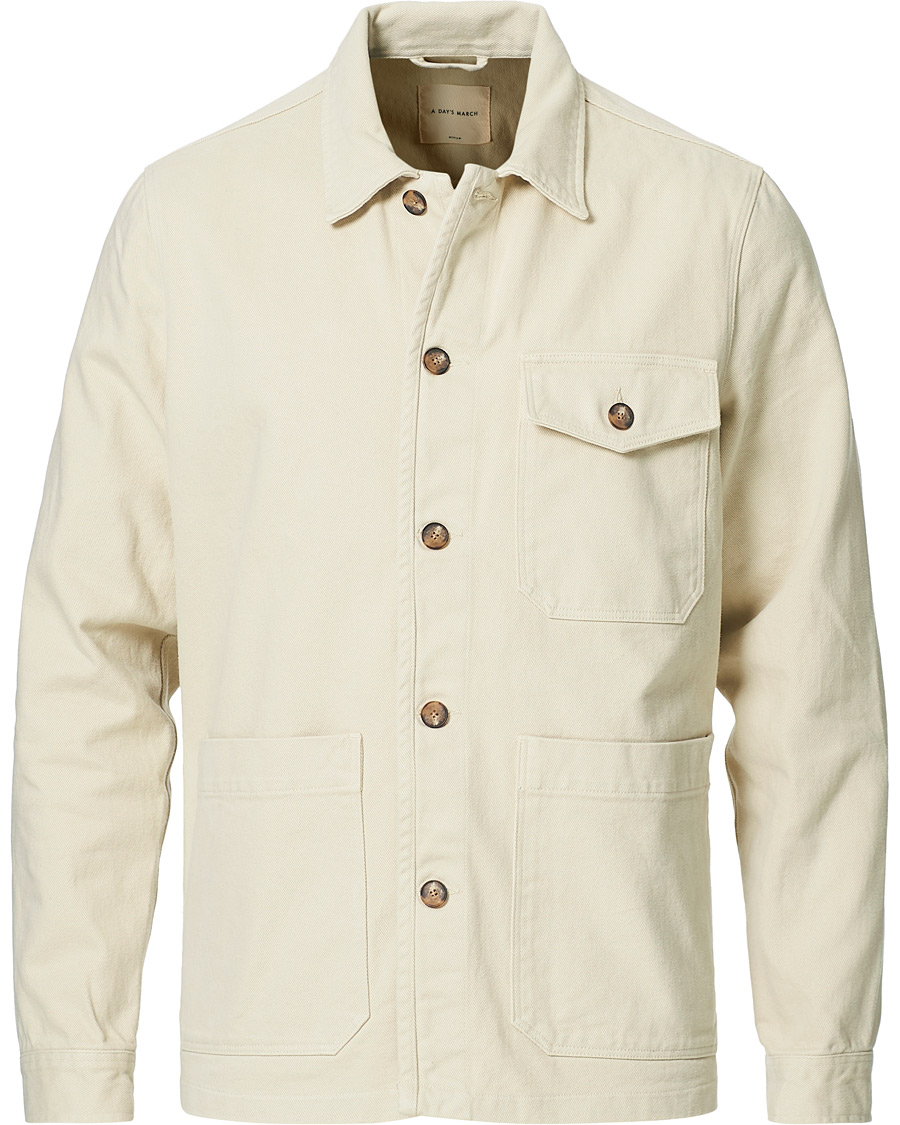 Men | Shirts | A Day's March | Sturdy Twill Patch Pocket Overshirt Desert