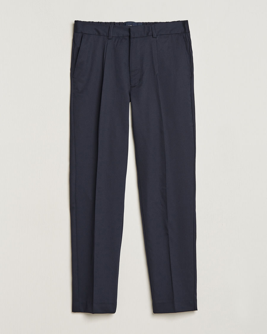 Men | Trousers | A Day's March | Smart Trousers Wool Twill Navy
