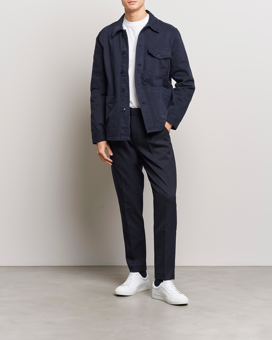 Men | Trousers | A Day's March | Smart Trousers Wool Twill Navy
