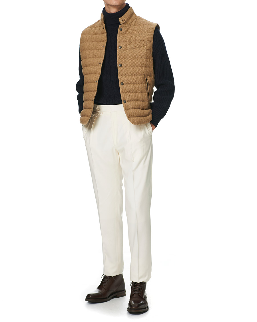 Men | Coats & Jackets | Ralph Lauren Purple Label | Whitwell Wool Tweed Down Vest Classic Camel