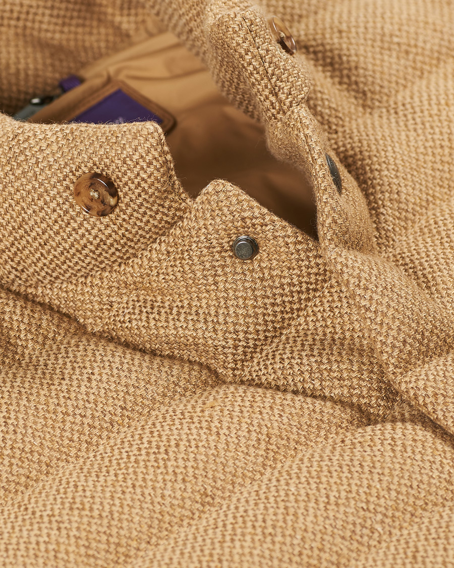 Men | Coats & Jackets | Ralph Lauren Purple Label | Whitwell Wool Tweed Down Vest Classic Camel