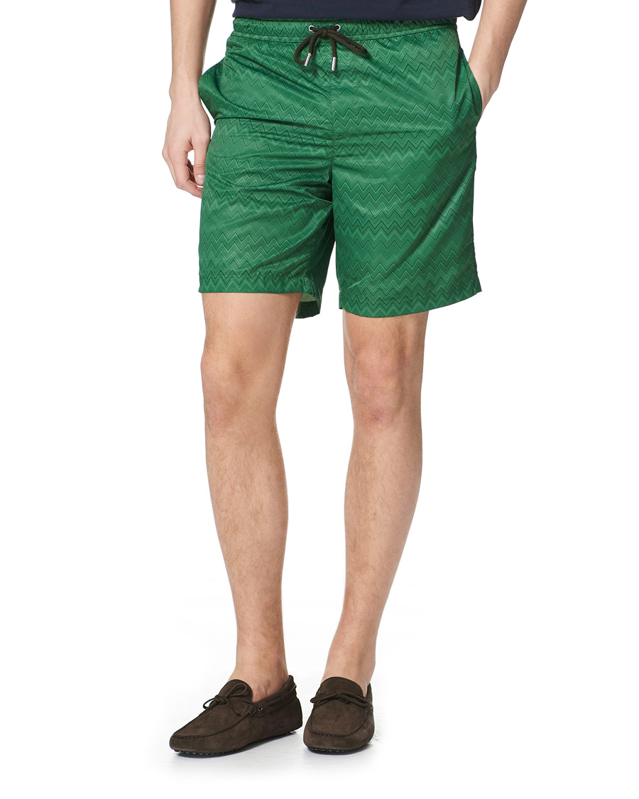 Men | Swimwear | Missoni | Tonal Zig Zag Swim Shorts Dark Green