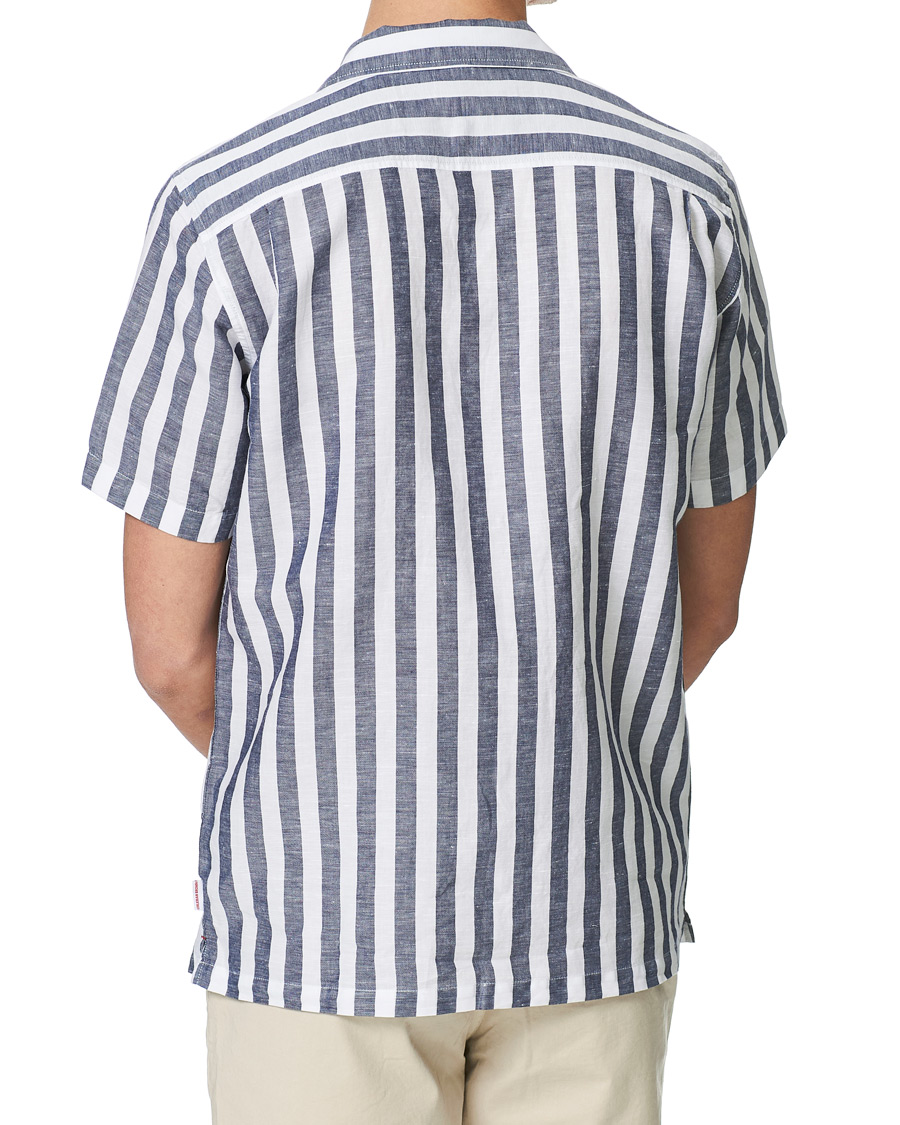 Men | Shirts | Orlebar Brown | Hibbert Linen/Cotton Short Sleeve Shirt Ink/Cloud