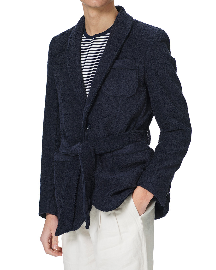 Men | Sweaters & Knitwear | Orlebar Brown | Darvill Cotton Terry Cardigan Ink
