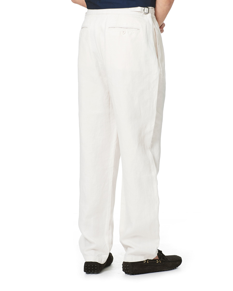 Men | Trousers | Orlebar Brown | Lyford Relaxed Pleated Linen Trousers White Sand