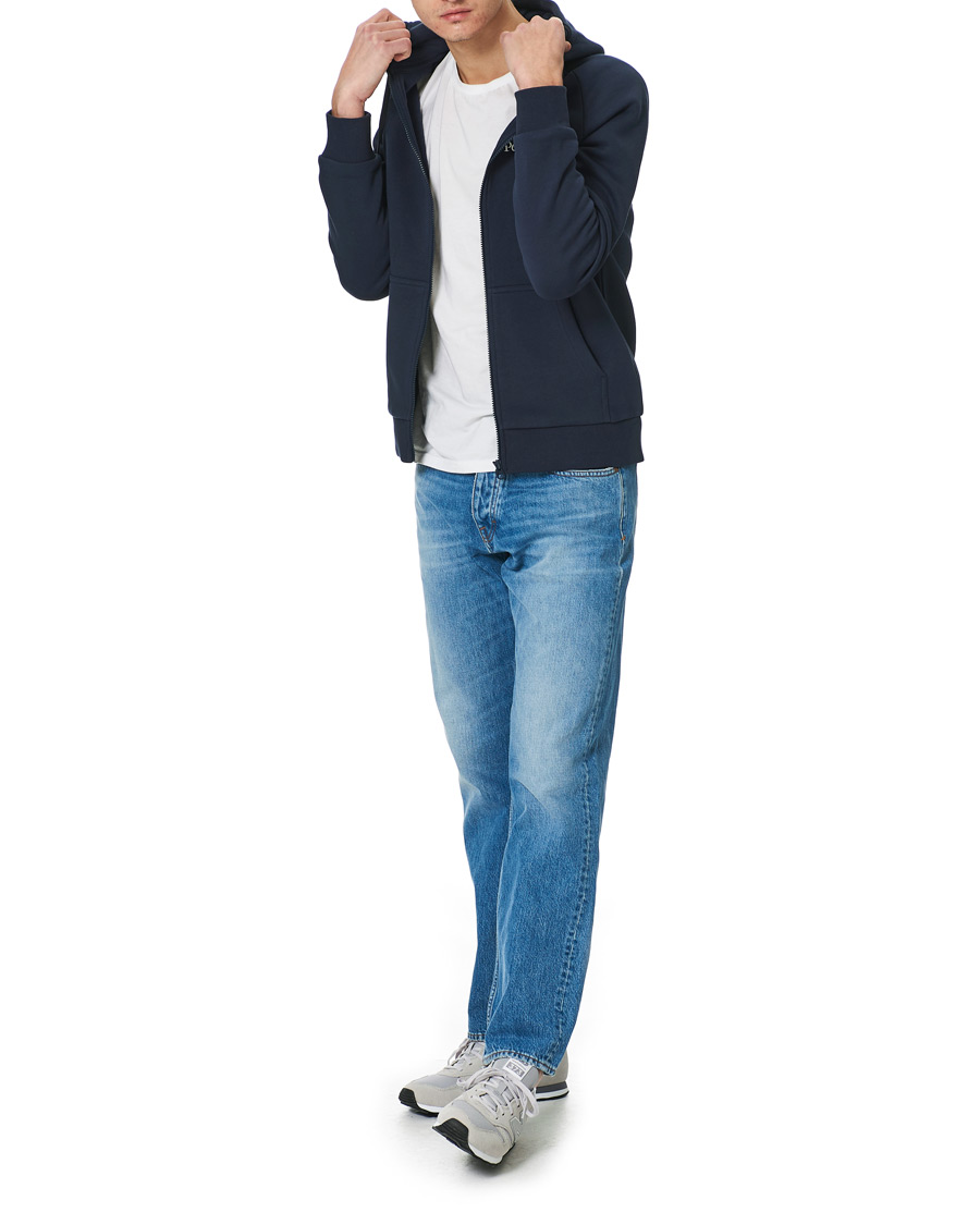 Men | Sweaters & Knitwear | Peak Performance | Original Logo Full Zip Hoodie Blue Shadow