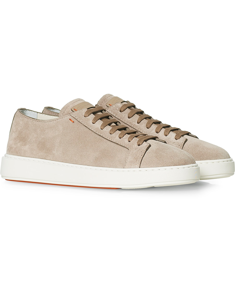 Men | Santoni Derby Plain Sneaker Beige Suede | Santoni | Derby Plain Sneaker Beige Suede