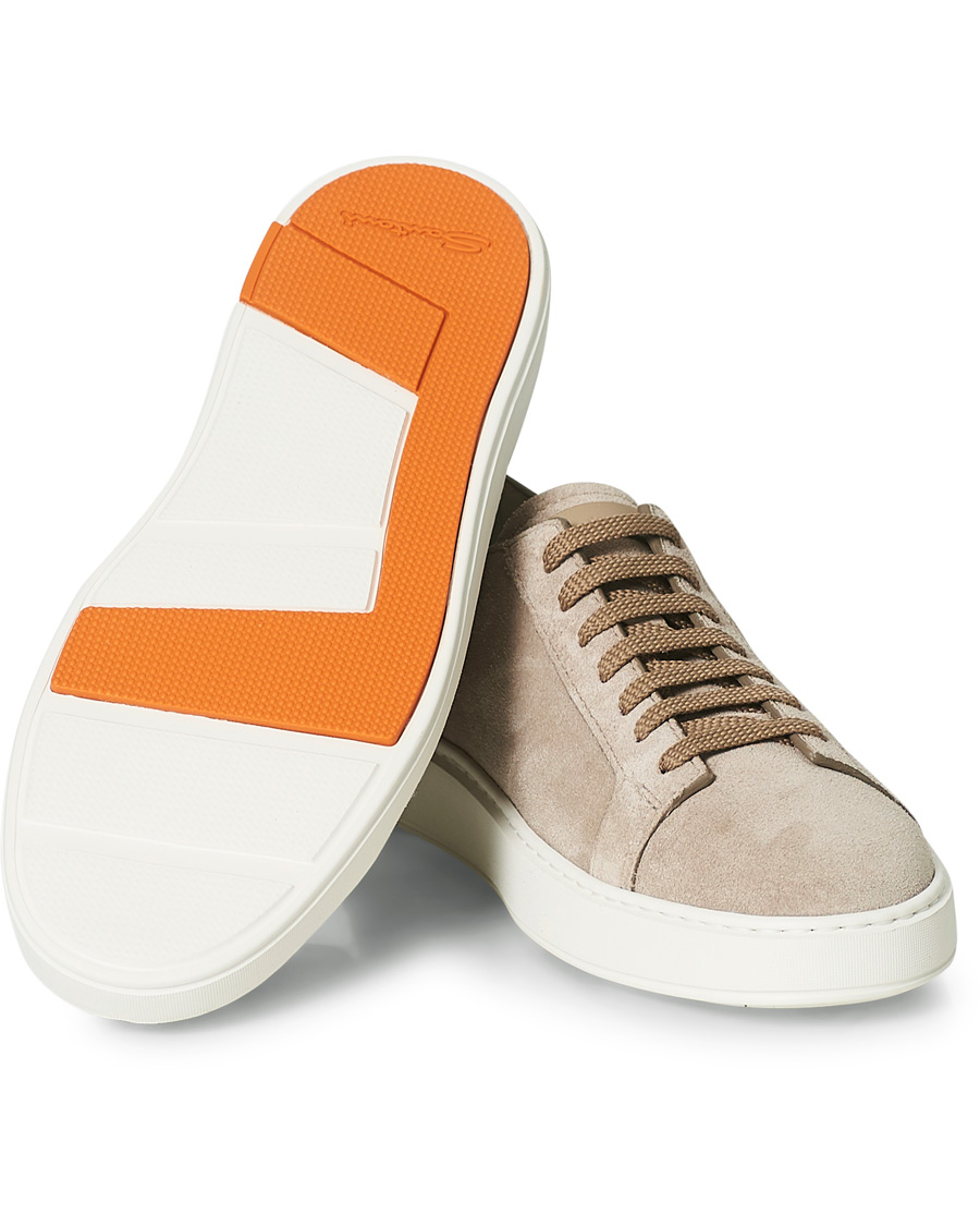 Men | Santoni Derby Plain Sneaker Beige Suede | Santoni | Derby Plain Sneaker Beige Suede