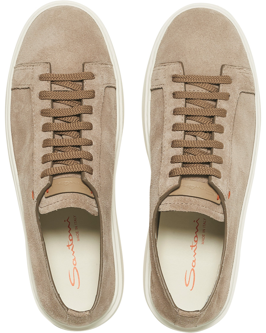 Men | Santoni Derby Plain Sneaker Beige Suede | Santoni | Derby Plain Sneaker Beige Suede