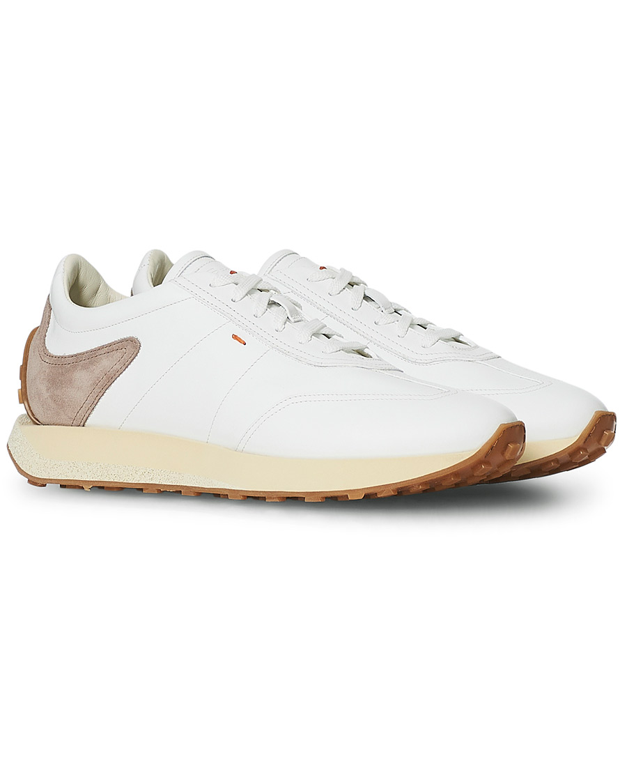 Men | Santoni Running Sneaker White Calf | Santoni | Running Sneaker White Calf