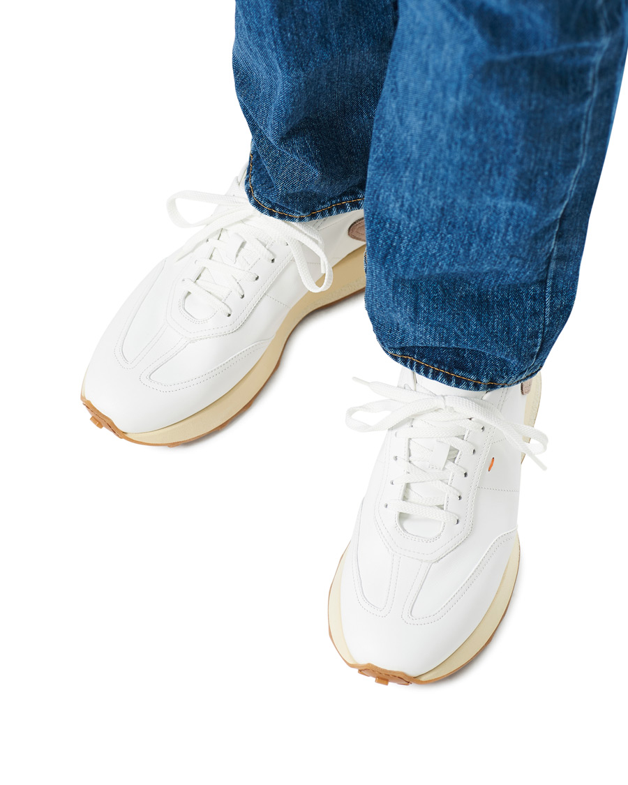 Men | Santoni Running Sneaker White Calf | Santoni | Running Sneaker White Calf