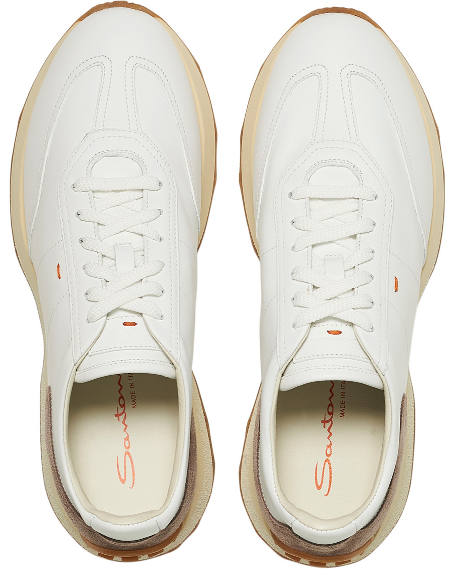 Men | Santoni Running Sneaker White Calf | Santoni | Running Sneaker White Calf