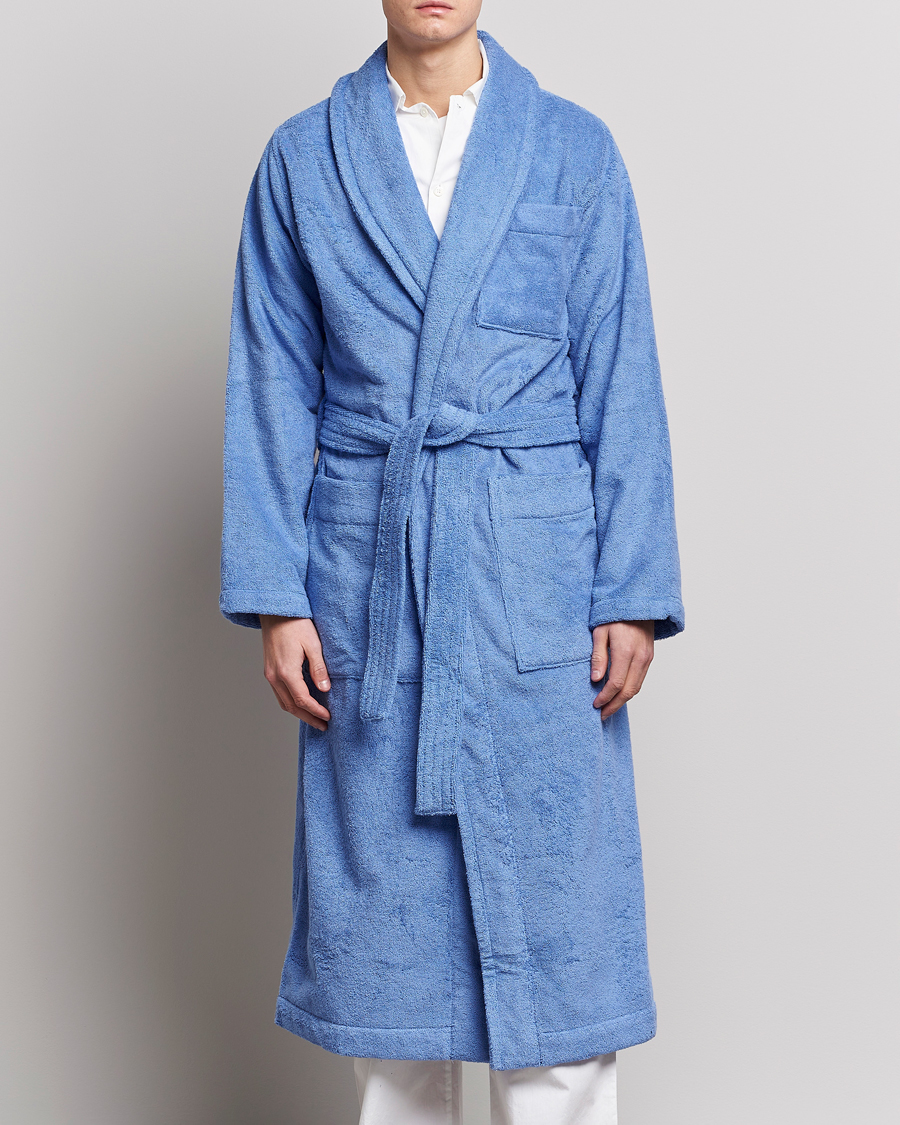 Men | Pyjamas & Robes | Tekla | Organic Terry Classic Bathrobe Clear Blue
