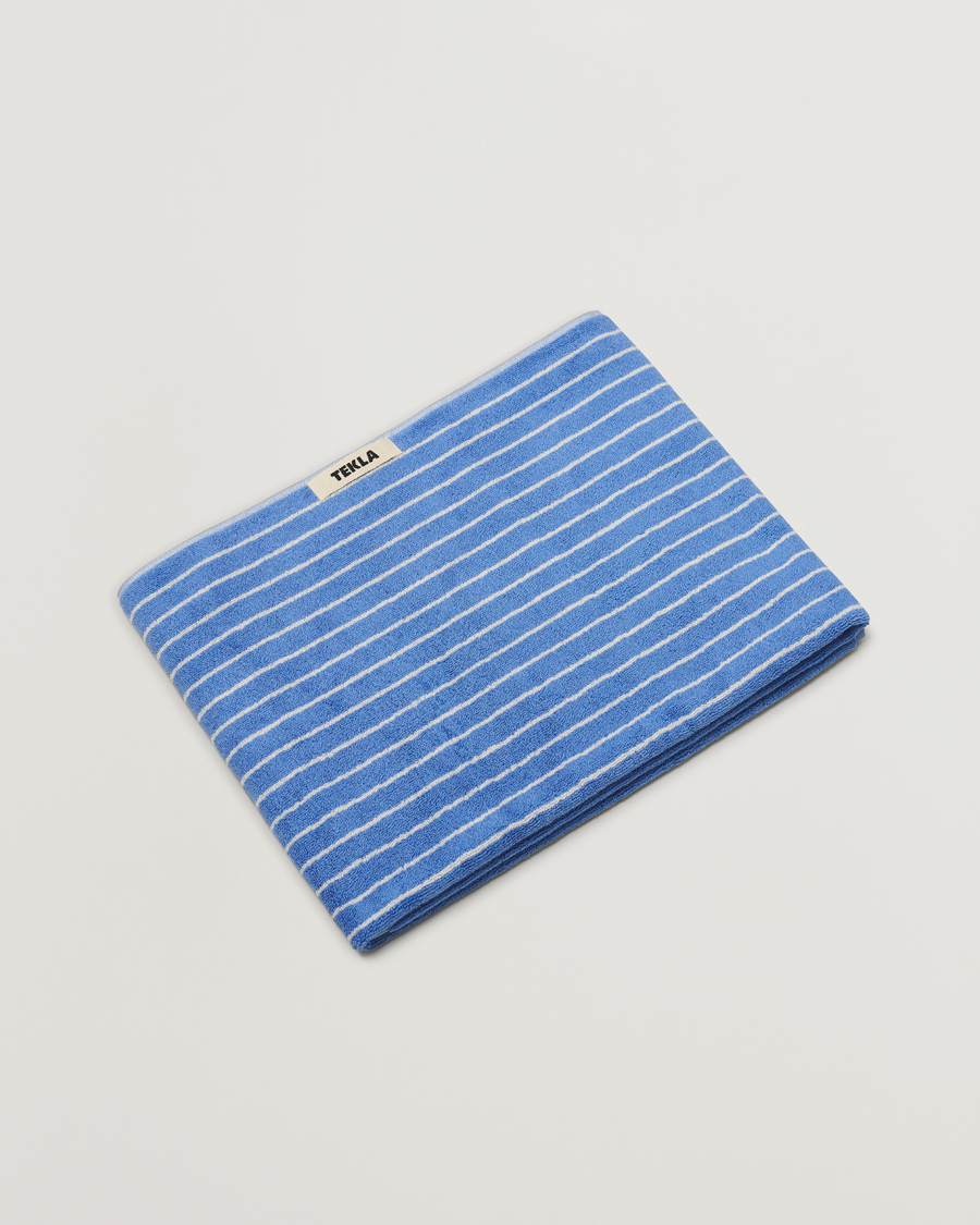 Men | Fabrics | Tekla | TeklaOrganic Terry Bath TowelClear Blue Stripes
